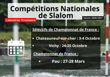 Prévisionnel 2027 Compétitions NEV Slalom