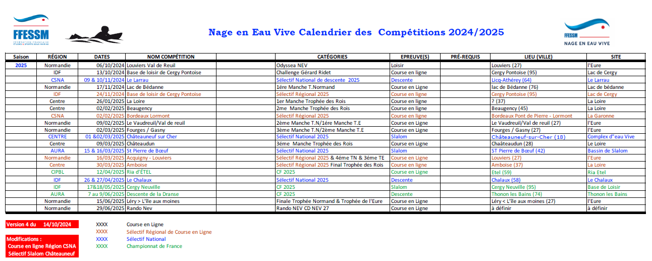 Calendrier compétitions NEV 2024 V 15 10 2024